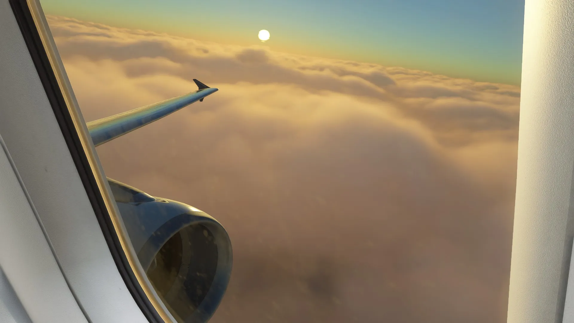 Air Combs A320 breaking out of clouds