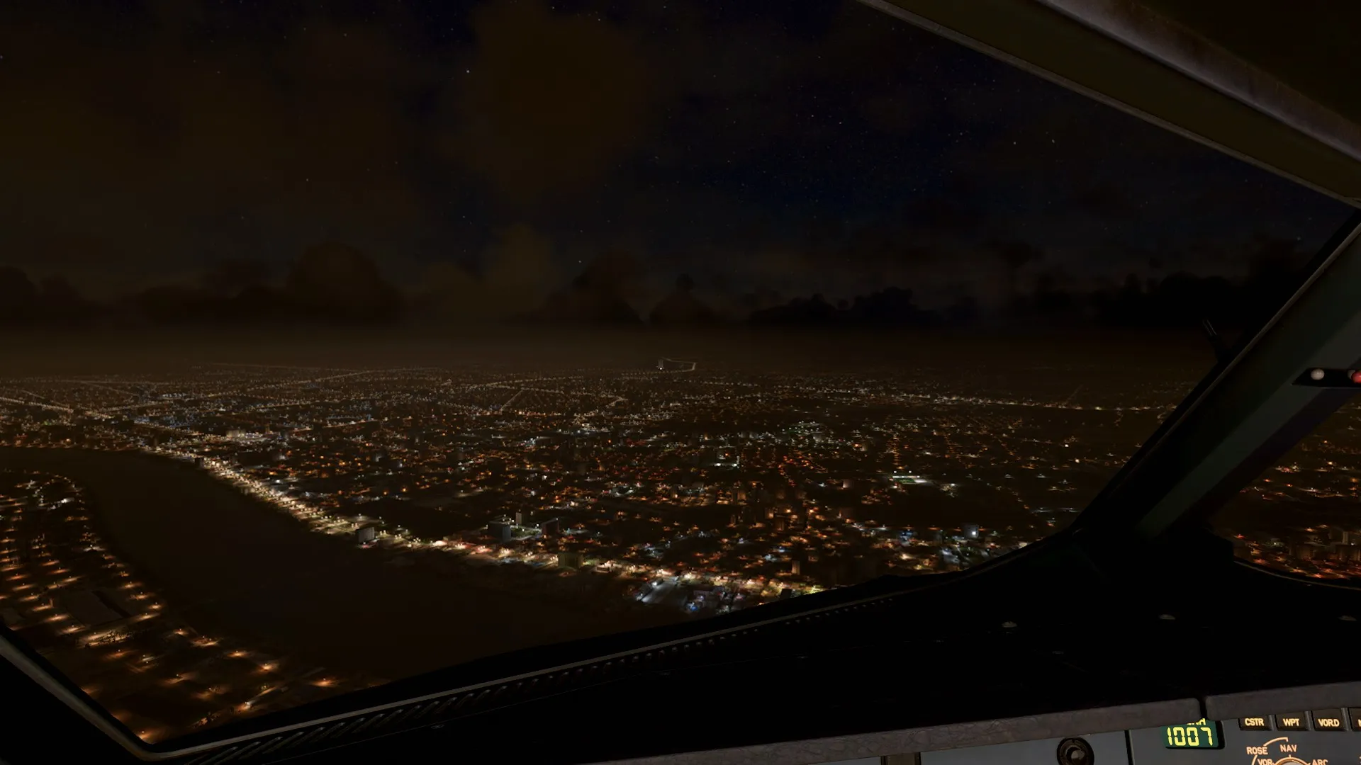 Air Combs on approach to Phnom Penh at night