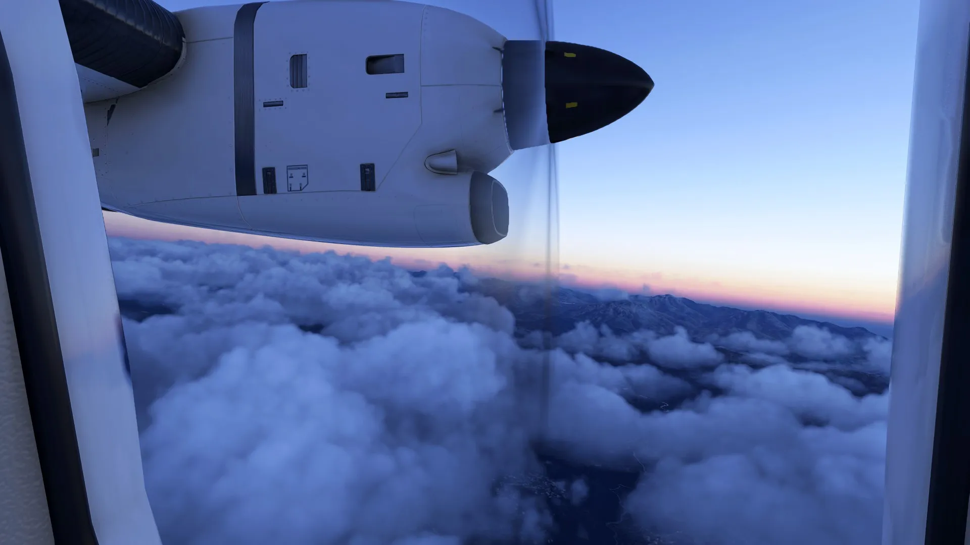 Comber ATR sunset engine view